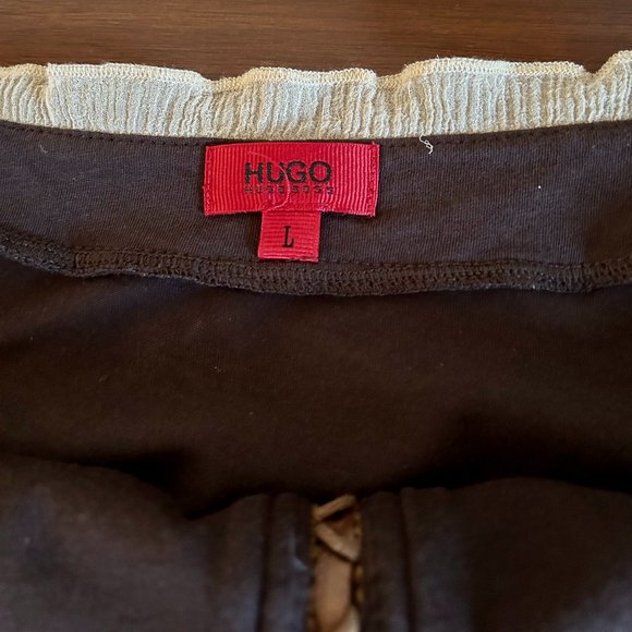 Hugo Boss Corset Tank Top Velvet Brown with Laced Stripes and Silk Detailing L - Picture 4 of 5